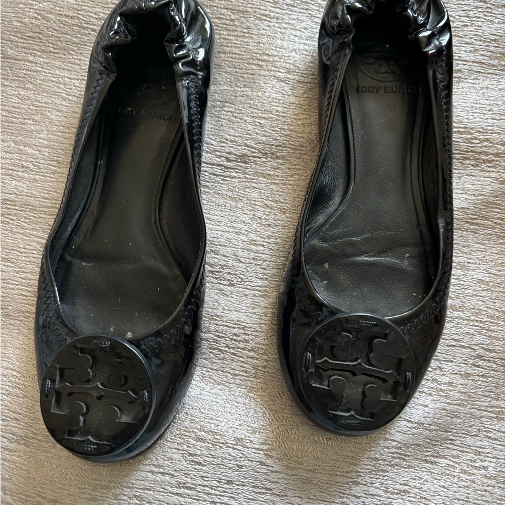 Tory Burch Patent Leather Glossy Black Flats